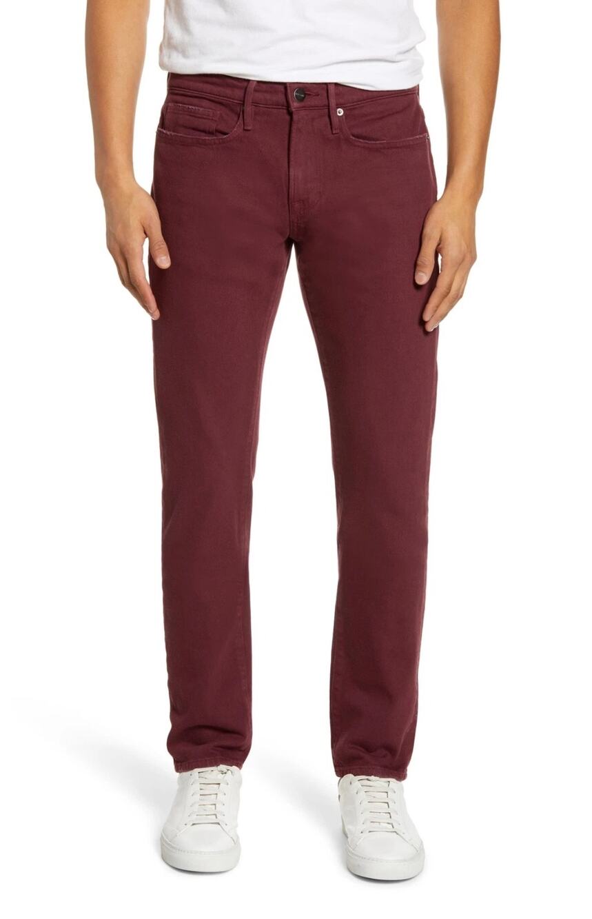 Frame L’Homme Dark Burgundy Red Slim Fit Men’s Stretch Denim Jeans Size 40